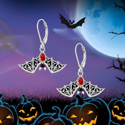 Bat Earrings Halloween Earrings for Women Sterling Silver Black Bat Earring Dangle Gothic Spooky Cute Halloween Jewelry4