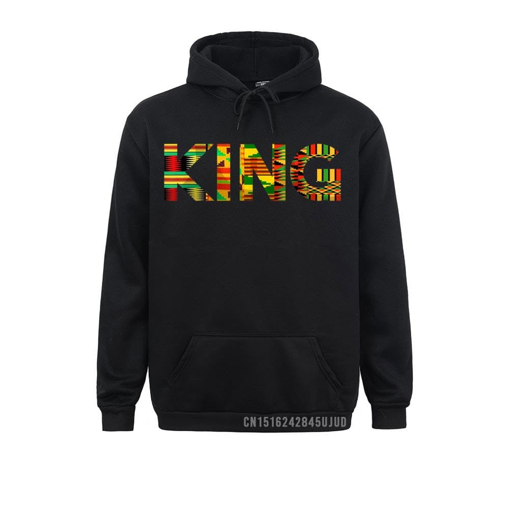 GenericFashion Shirts Funny African King Gift For Men Boys Cool Kente Cloth Pullover 2023 Men Hoodies Design Sweatshirts (Black, XXXL)