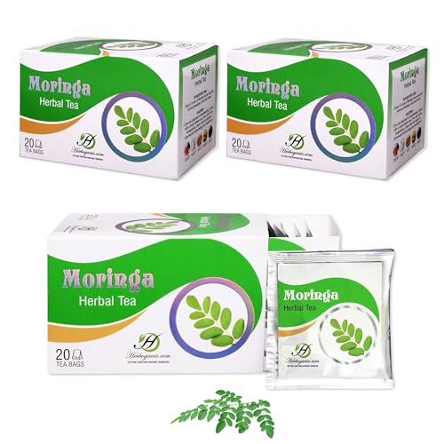 HERBOGANIC Moringa Herbal Tea – Digestion Support and Immune Boost | Refreshing and Delicious Blend | Natural Ingredients | 60 Tea Bags