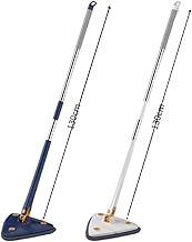 Esfregão de Limpeza Mop Ajustável Giratório 360° Triagular de Microfibra Extensivel de Torção Automático com Cabo Longo p/ Peira, Piso, Teto, Parede, Janela e Rodapé CORES SORTIDAS azul ou branco RHAYNER