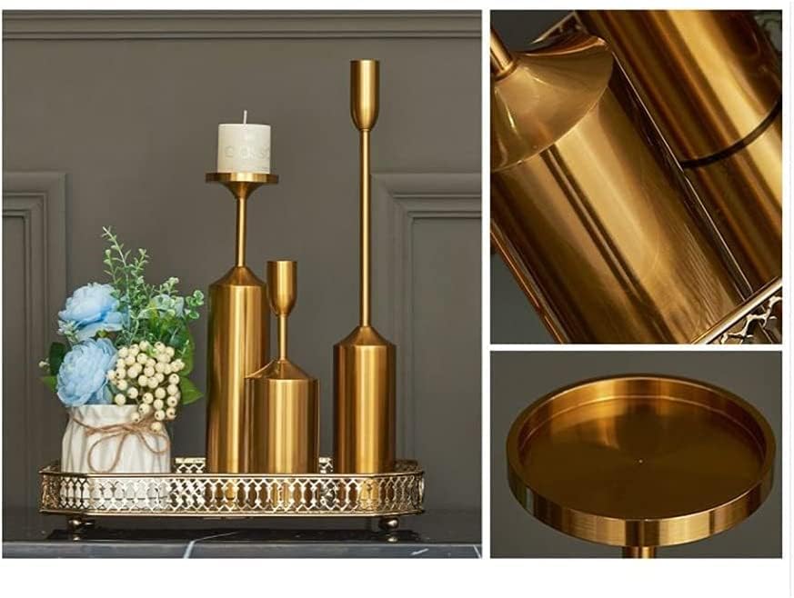 Miniatura 4 de Soporte de velas chapado en metal simple y elegante soporte de velas de Navidad centro de mesa mesa de comedor para el hogar