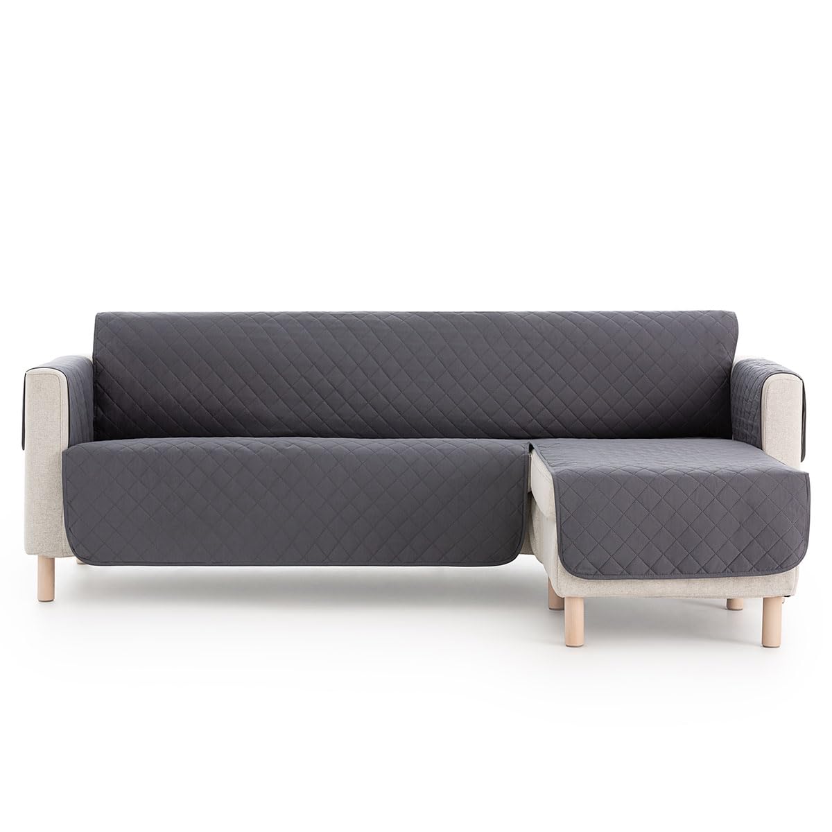Lanovenanube Funda Chaise Longue Acolchado Mallorca - Práctica - Reversible 220 cm - Color Gris C10