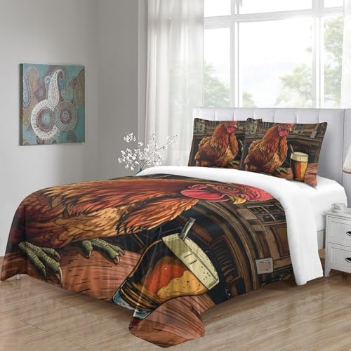 Lkkendugd 3D Con Stampa Di Cock Set Di Biancheria Da Letto 3 Pezzi Copripiumino Con Chiusura A Cerniera Per Ragazzi E Ragazze,Coppie,Camera Da Letto,Decorazione King（220X240Cm） - 4