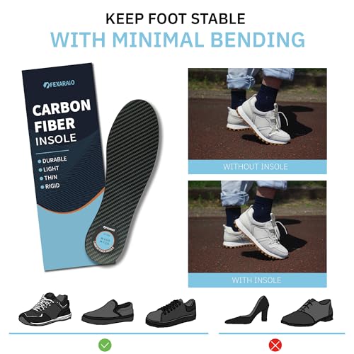 Image of Carbon Fiber Insole (1 Pair) - Rigid Foot Plate for Hallux Rigidus, Turf Toe, Fractures, Morton Extension & Arthritis | Post-Op Shoe Alternative for Men & Women(10.43In-Women's10.5-11,Men's9.5-10)