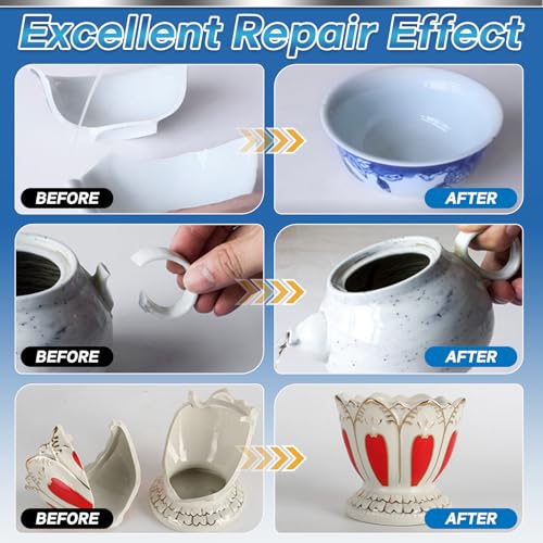 Ceramic Glue Repair Kit, 30g Ceramic Glue for Pottery, Porcelain, Mugs, Dishes, Glass and More, Waterproof & High Temperature Resistant