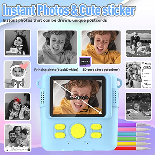 ESOXOFFORE-Kids-Camera-Instant-Print-Christmas-Birthday-Gifts-for-Kids-Age-3-12-Selfie-Digital-Camera-with-1080P-VideosToddler-Portable-Travel-Camera-Toy-for-4-5-6-7-8-9-Year-Old-Boys-Girls-Blue
