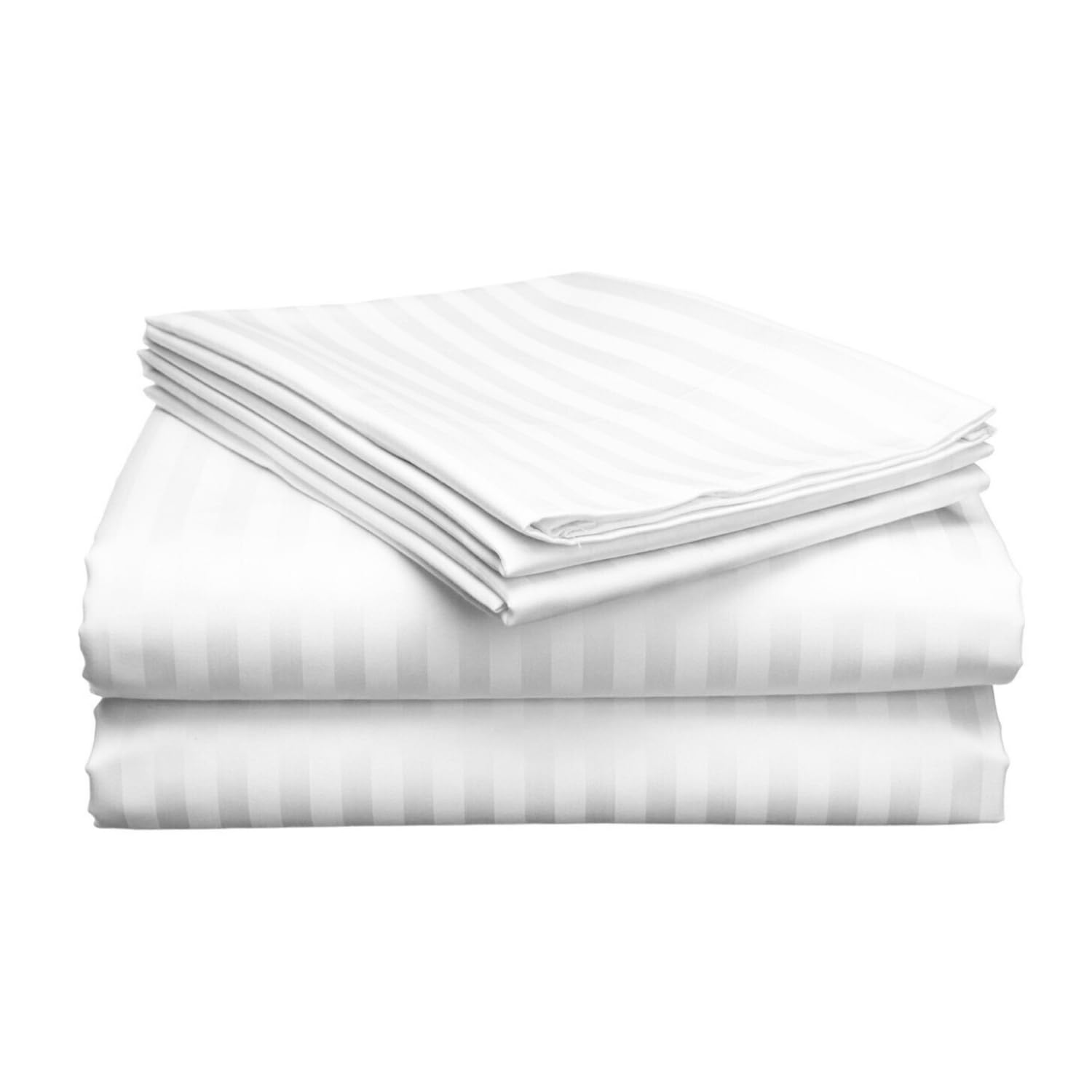 400 TC Pure Cotton Bed Sheets Set UK King Size – Luxury Hotel Quality, Extra Soft Breathable & Cooling Bedding – Wrinkle Resistant, Easy Fit 36 CM Deep Pocket – 4 Piece Set (White Stripe)
