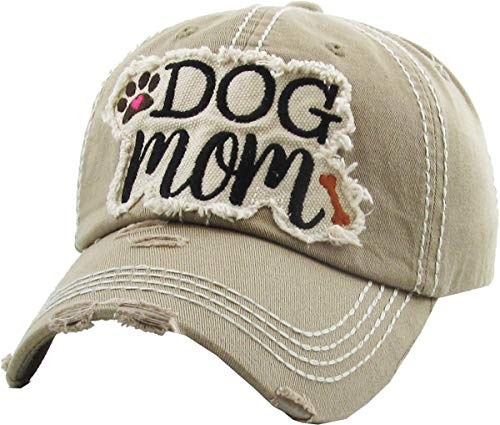 Image of KBETHOS Dog Cat Mom Dad Theme Womens Baseball Cap Distressed Vintage Unconstructed Embroidered Patch Hat