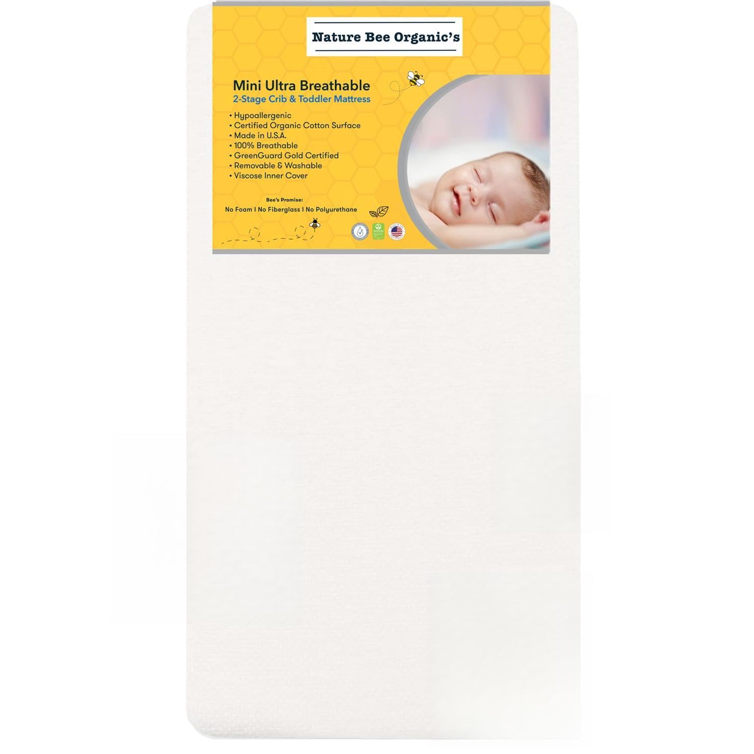 Breathable 2-Stage Mini Crib & Toddler Mattress I 100% Breathable I GreenGuard Gold Certified I 100% Hypoallergenic