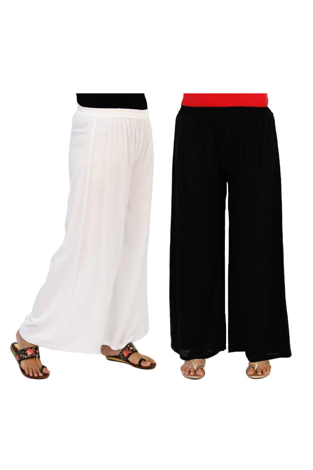 Lastinch Women's Plus Size Solid Rayon Relaxed Straight Palazzo Combo Set - 2 PCS