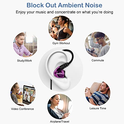 Image of Joysico Wired Sport Running Headphones Over Ear in-Ear Earbuds w Mic Purple