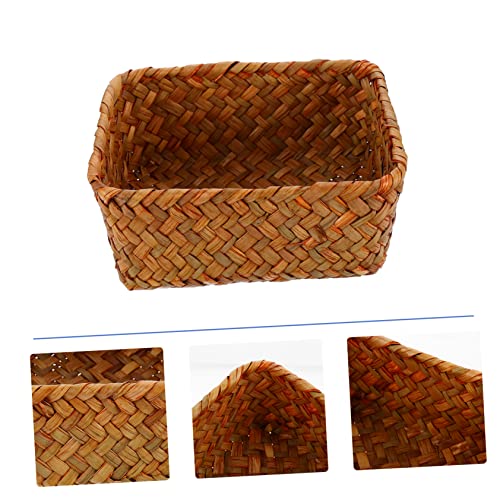 Image of Outanaya Simple Storage Basket Seagrass Woven Multifunctional Container Bread Basket Rustic Decor