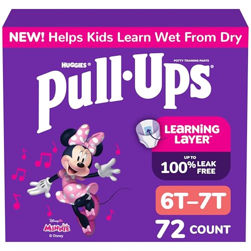 Image of Pull-Ups Girls' Potty Training Pants, Size 6T-7T Training Underwear (55-75 lbs), 72 Count
