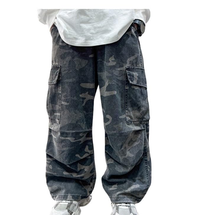 Jean Large Enfant Garcon Hiver Baggy Fashion Pantalon Denim Garçon Taille Elastique avec Poche Ample Confortable Casual Loisirs Vacances Décontractée Cowboy...
