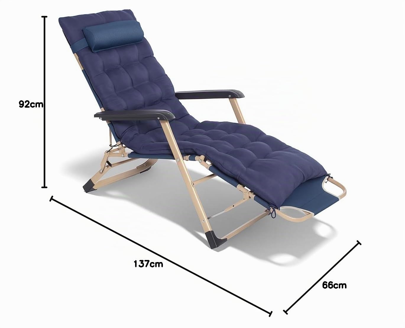 SPRINGOS Gartenliege extra hoch klappbar - Sonnenliege Balkon mit Liegefunktion & Kopfkissen - Relaxsessel Outdoor, Kippliege Garten wetterfest & klappbare Bäderliege - 66 x 137 x 92 cm