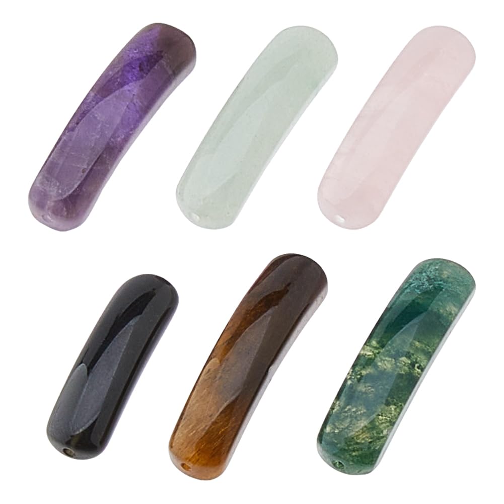 5Pcs Natural Curved Amethyst Stone Beads – 37x9mm For DIY Jewelry Making, 1.4mm Hole - View #9