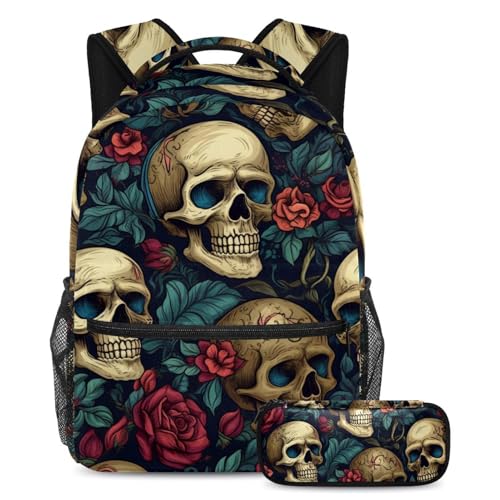 Combo ensemble cartable Art Skull 40 avec trousse mixte