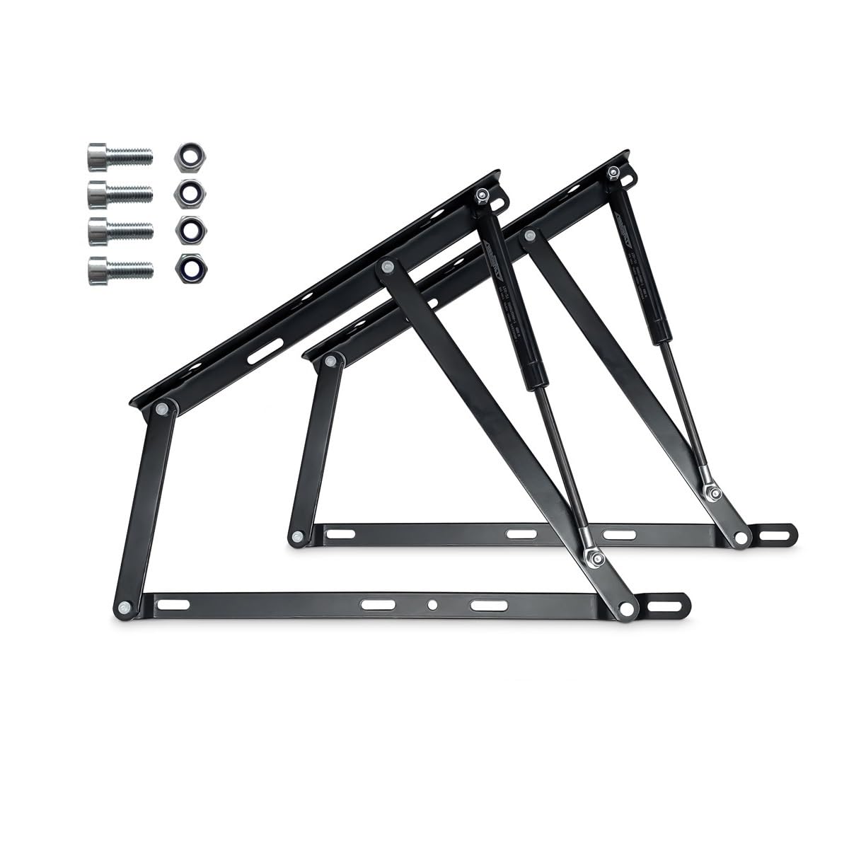 Homey - Pack de Sistema Completo de Elevación Hidráulicos Profesional para Canapés, Incluye Bisagras Pistones Tornillería, Potencia 1400 NW (Cama de 135 y 140)