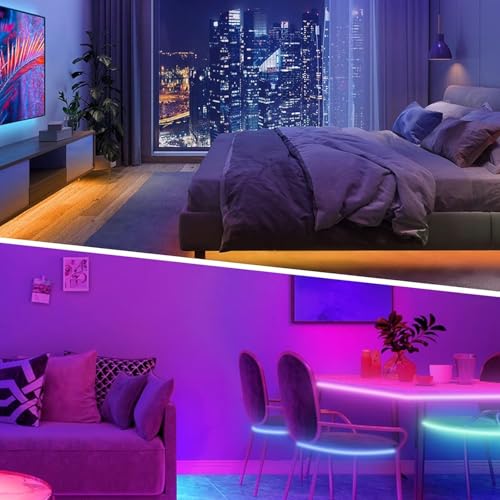 Image of KSIPZE 200ft (2 Rolls of 100 ft) Led Strip Lights RGB Music Sync Color Changing Bluetooth Led Lights with Smart App Control Remote Led Lights for Bedroom Room Lighting Flexible Home Decor