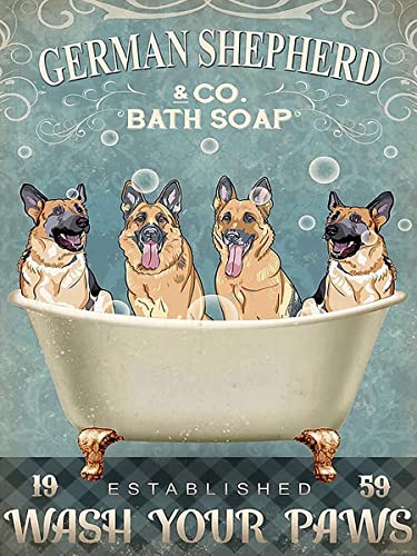 Peinture diamant 5D berger allemand au savon pour décorer votre salle de bain