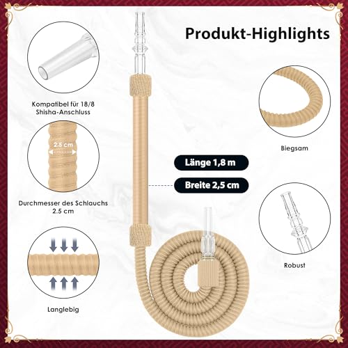 Luna Traditionelle Shisha Wasserpfeife Tradi Hookah Komplettset, Hochwertiges Metall Zink, Zubehör inkl. Glasbowl, Steinkopf, Kunstleder Schlauch mit Mundstück, Kaminaufsatz, Zange, Gabel