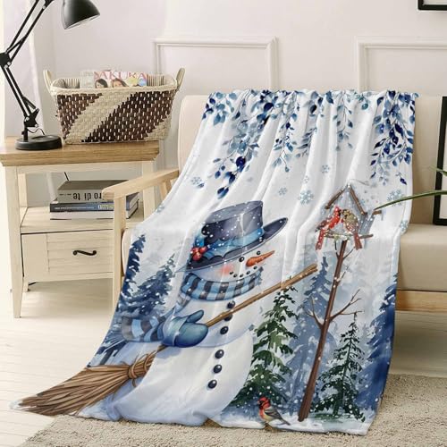 Cocahepty ブランケット 掛け毛布 フランネル 厚手 保温 柔らかい肌触り 暖かい ふわふわ 冷え対策 80x120cm 軽量 春秋冬用 おしゃれ 膝掛け 静電気防止 毛抜けない 抗菌 クリスマス 雪だるま 冬
