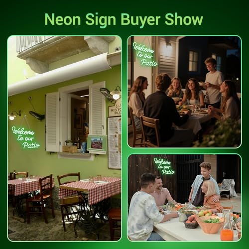 Image of Welcome to Our Patio Neon Sign Wedding Green Plants Outdoor Neon | Outdoor Neon Sign, Patios, Gardens, Cafes and Backyard Decoration, Gift for Camping Lovers, Couples and Outdoor Enthusiasts
