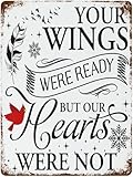 Red Birds Angels Are Near Floral Metal Sign Outdoor Signs Your Wings Were Ready But Our Hearts Not Retro Tin Vintage Bar Decor Gift for Women Men 8x12 Inch