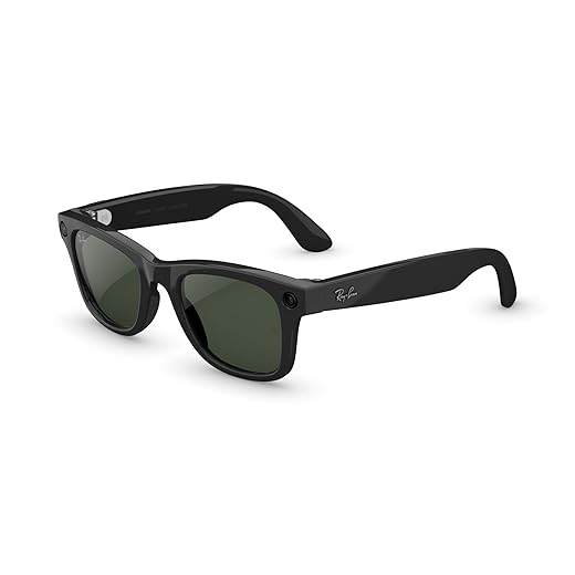 Ray-Ban Meta (Gen 2), Wayfarer Large, Shiny Black | Smart AI Glasses for Men, Women — 2X Battery Life — 3K HD Resolution — 12 MP Ultra-Wide Camera, Audio, Video — Transitions® Graphite Green Lenses