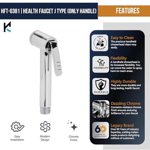Image of Kamal Stylish Health Faucet Eco (Only Handle) | Toilet Hand Jet Spray | Chrome Finish - Silver (Pack of 1)