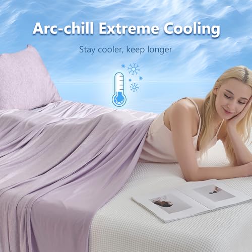 Image of CHOSHOME Cooling Blanket for Hot Sleepers - Summer Blanket Thin Soft Lightweight Breathable Double Side Enhanced Cooling for Hot Flashes, Night Sweats, Bed, Couch (Purple, 96 x 102 inches)