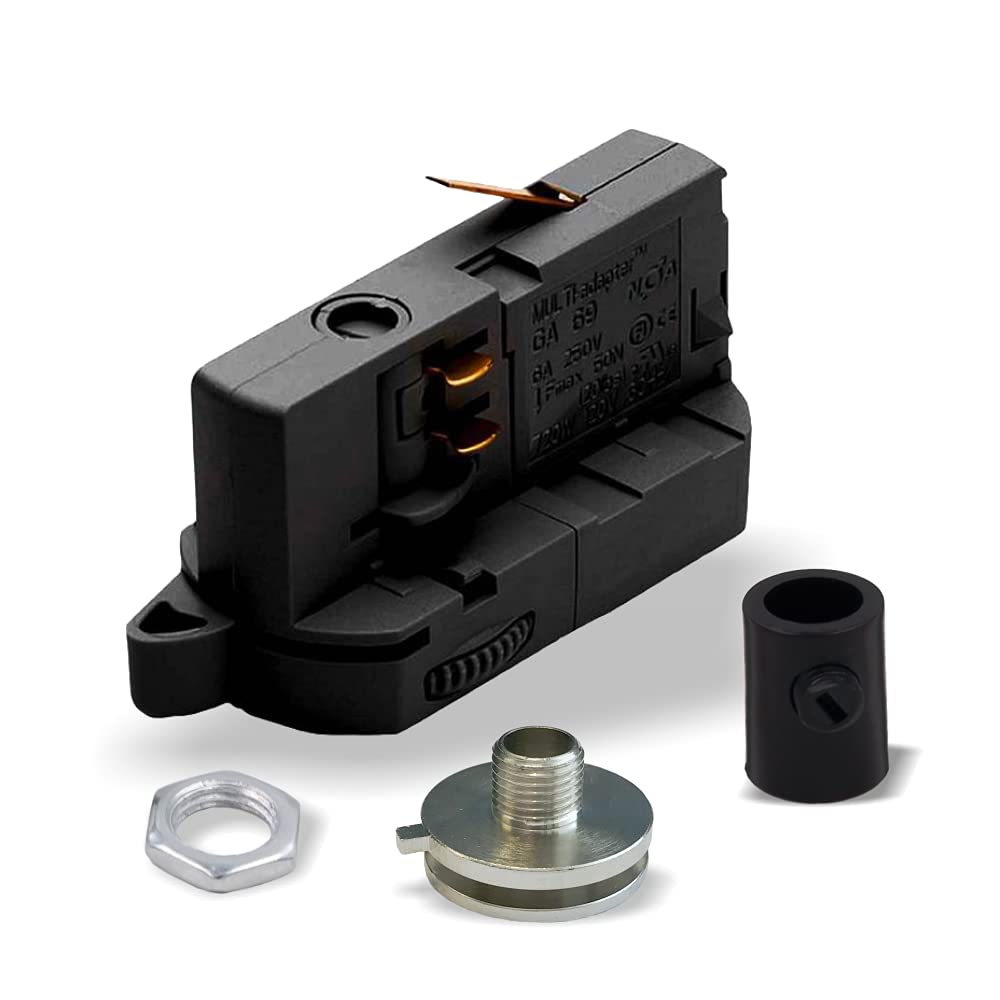 Nordic Aluminium MULTIadapter Universal Adapter GA69 für 3Phasen Stromschienen inkl. Verdrehnippel Mutter und Zugentlaster als komplett SET zur Leuchtenabhängung versch. Ausführungen. Schwarz