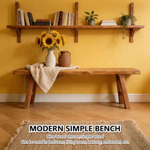 DSEWTEZXI Banco rústico para los pies de la Cama, Banco de Madera para la Entrada Interior, Madera rústico Estrecho para el Comedor.(50cm) - imagen 3