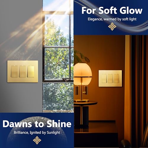 Image of LIDER Decorator Switch Cover, Screwless Wall Plate, Mid-Size 3-Gang 4.88 inch x 6.77 inch, LSWP-33M-GD, UL Listed, Thermoplastic, Matte Gold, 1-Pack