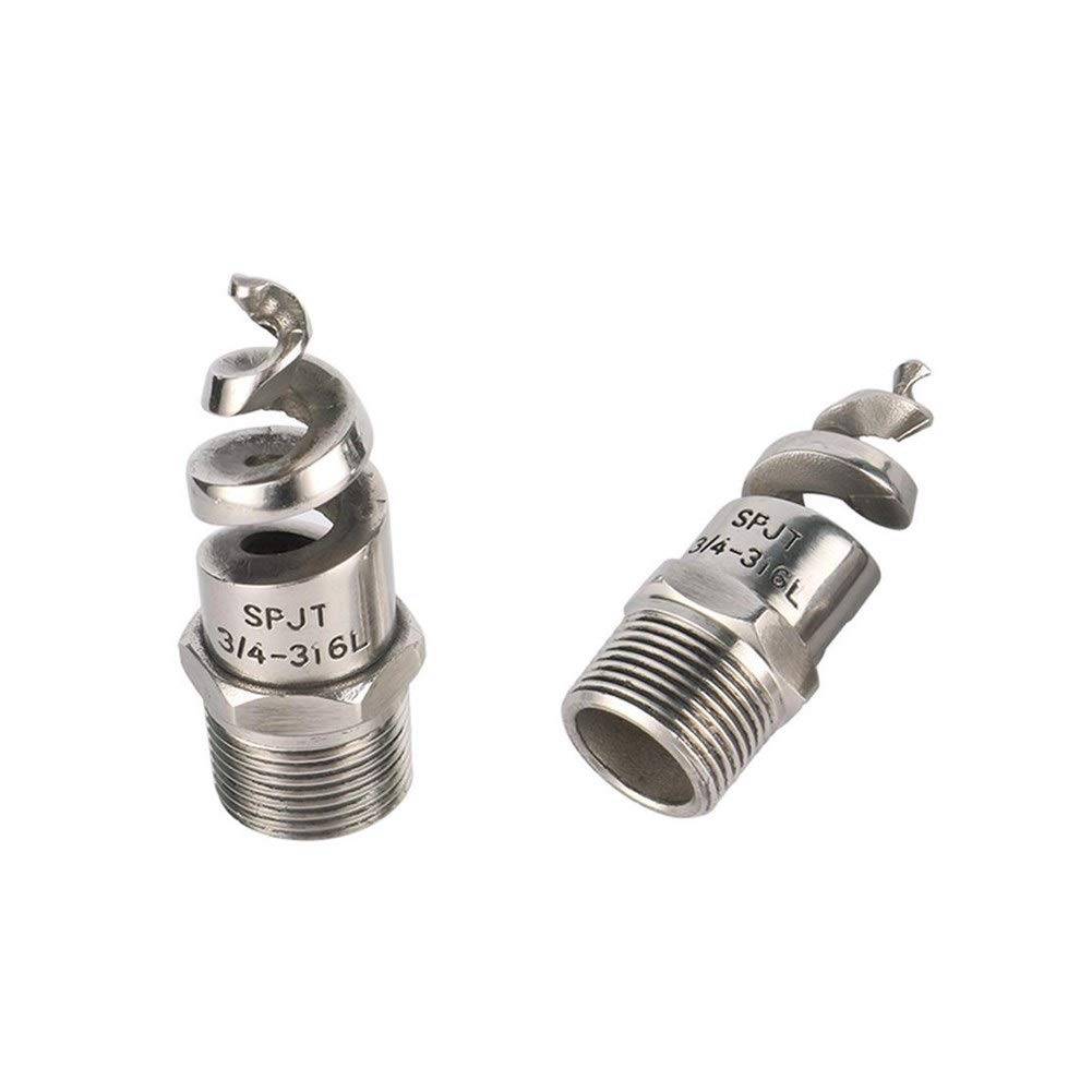 Bszcxbvmp Men's 3I4 Inch Spiral Nozzle, Atomizing Lawn Irrigation Spiral Jet Nozzle 316L Steel 3/4 Inch Thread Silver
