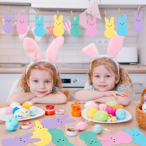 Image of Easter Glitter Bunny Cutouts - 100Pcs Colorful Rabbit Paper Cutouts Spring Bunny Peeps Paper Die Cut with Glue Points for Kids Party Classroom Office Bulletin Board Decorations Craft Projects Supplies