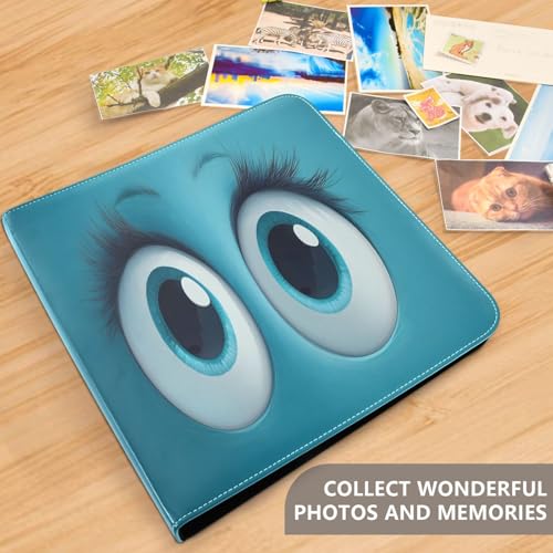 Álbum de Fotos Scrapbook Autoadhesivo DIY con Ojos de Dibujo Azul, 3 Anillas, 40 Páginas, 8x10 para Recuerdos miniatura 5