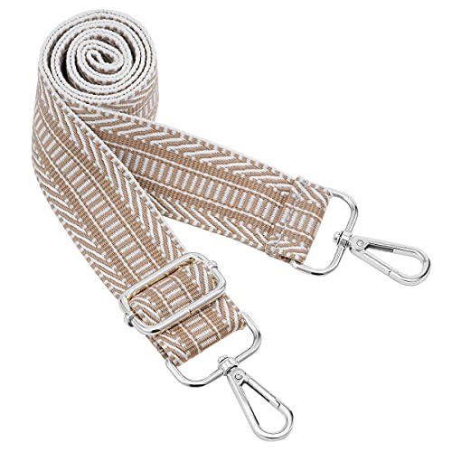 Image of Silvery Buckles Wide Shoulder Strap Adjustable Replacement Belt Crossbody Canvas Bag Handbag