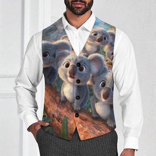 Koala Men's Suit Vest Slim Fit Business Dress Party Pattern Waistcoat Vest Top2