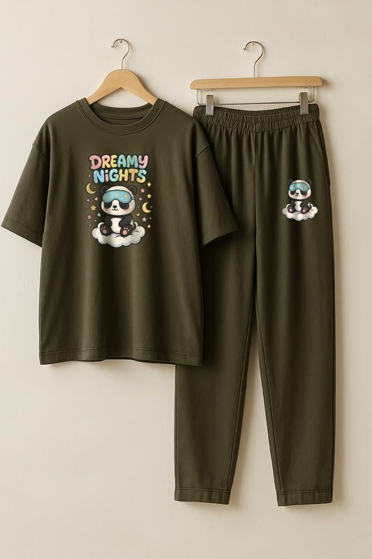 Image of My Swag Womens Cotton Night Suit | T-Shirt and Lower | Summer and Winter Sleepwear