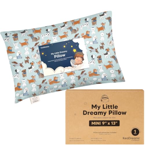 Mini Toddler Pillow with Pillowcase, 9x13 My Little Dreamy Pillow, Dogs