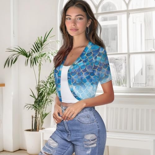 Image of Womens Short Sleeve Bolero Shrug Open Front Knit Cropped Cardigan Shoulder Cover for Dress Cute Casual Knit Cover Up