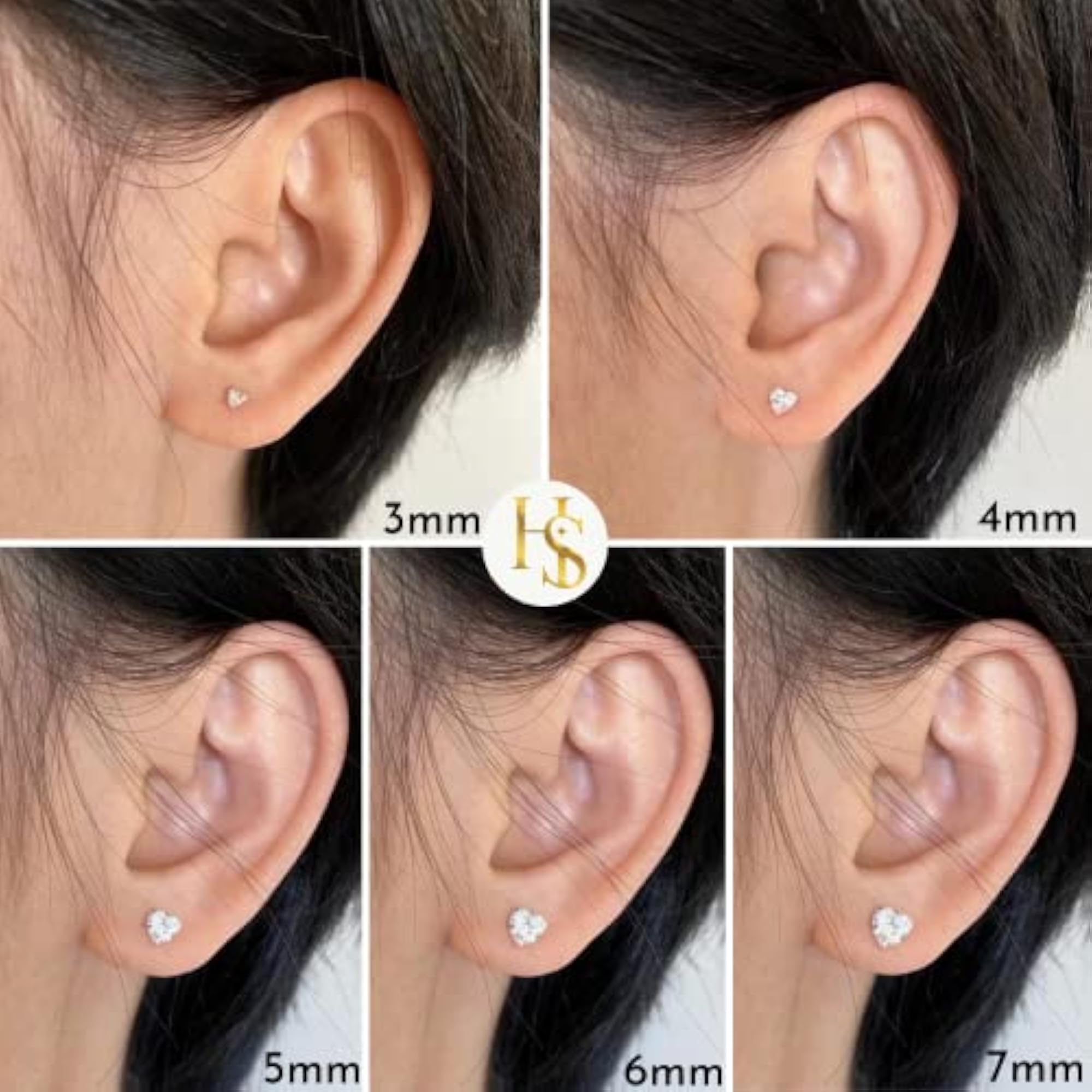 925 Sterling CZ Heart Solitaire Stud Earrings