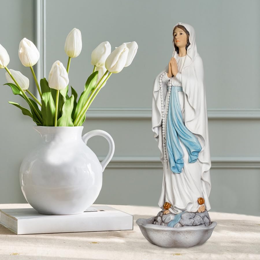 Estatua Virgen María Nuestra Señora de Lourdes 13 pulgadas miniatura 4