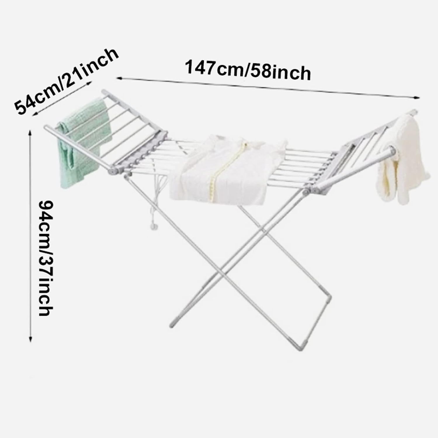 Electric Clothes Dryer, Portable Heated Clothes Drying Rack, Heated Clothes Airer Dryer Rack with 18 Heated Bars, Folding Airer Wet Laundry Drying Horse Rack, 230W Energy-Effi
