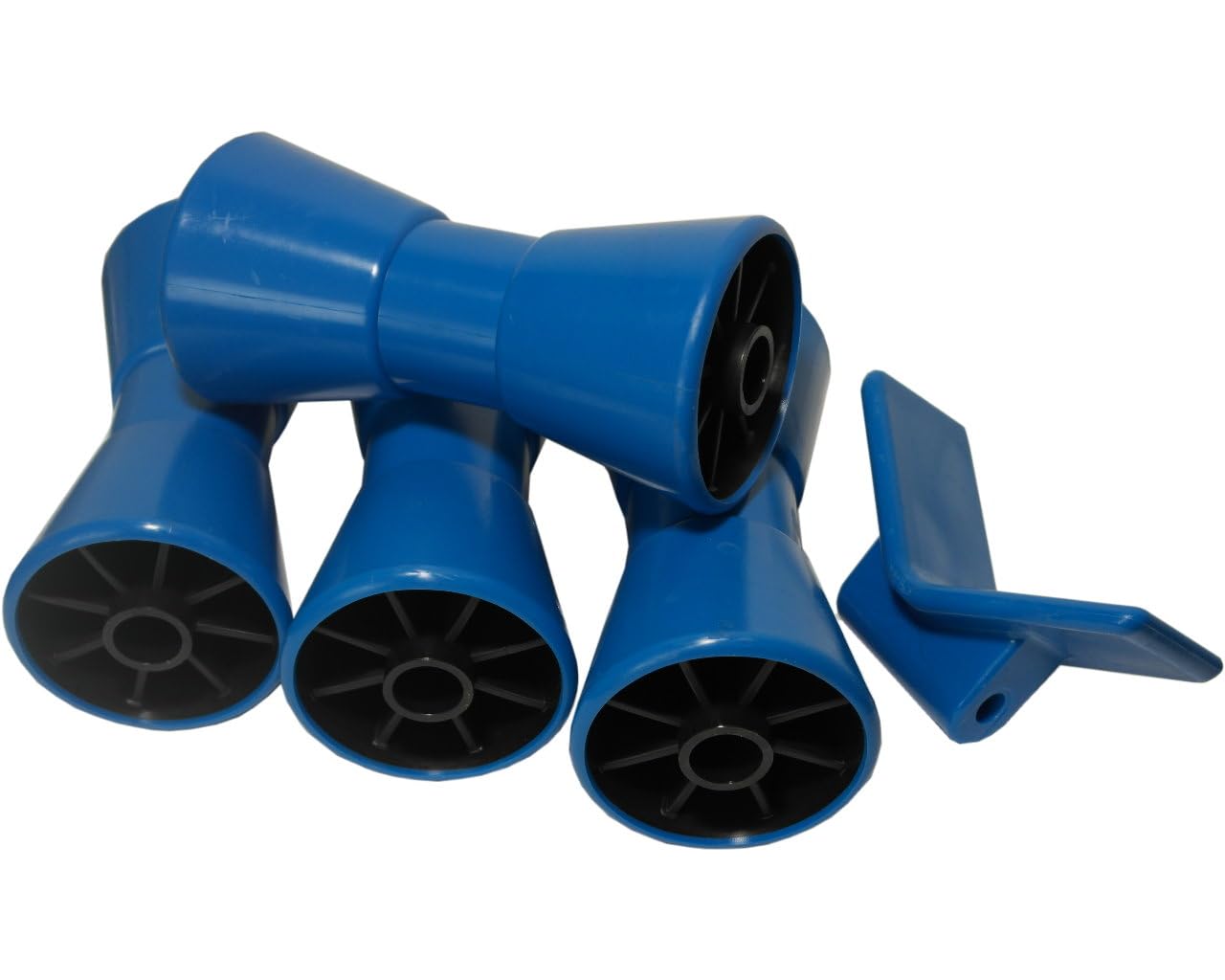 HGW Set für Bootstrailer - 4* Kielrolle & 1*Bughalter blau PE