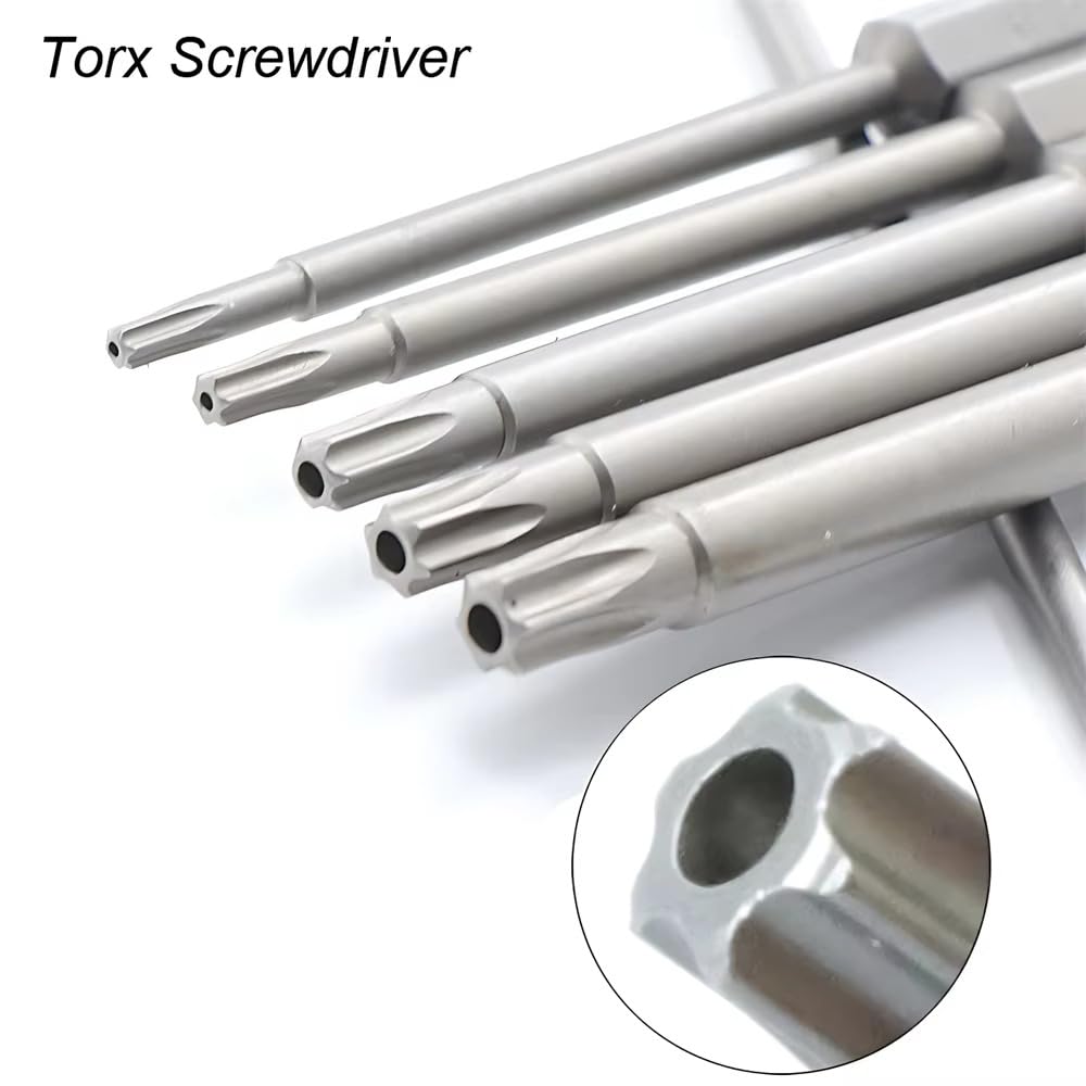 Schrauberbit Set,Bit Set werkzeuge bitsatz für a 50 mm Sicherheits-Manipulationssicherer Schraubendrehersatz, Sechskant-Flachkopf, 1/4 Zoll Handwerkzeug, Mittleres Loch, Sechs-Sterne-Schraubendreherbi