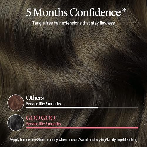 Image of GOO GOO Tape in Hair Extensions, Soft Skin Weft Seamless, Remy Human Hair | Mini Tape Cut to Fit, Easy Install, 18 Inch 40g 10PCS, 3 /8 /613 Balayage Walnut Brown to Ash Brown and Bleach Blonde