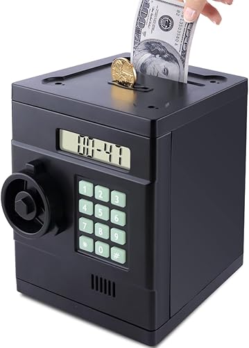 Alcancía electrónica segura para niños, moneda en efectivo, mini alcancía ATM, con contraseña y cajero automático LCD para niños y niñas, alcancía