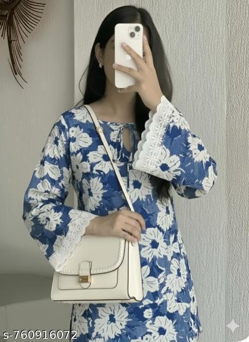 Image of Avayayat Women's Printed Short Kurti for Girls | Regular Wear Flared Tunic Top | Stylish & Comfortable Rayon Kurti